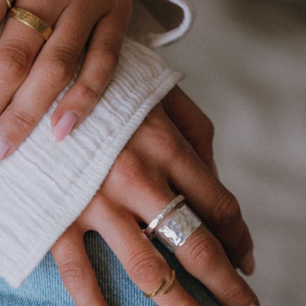 catherine ring silver on tanned hands