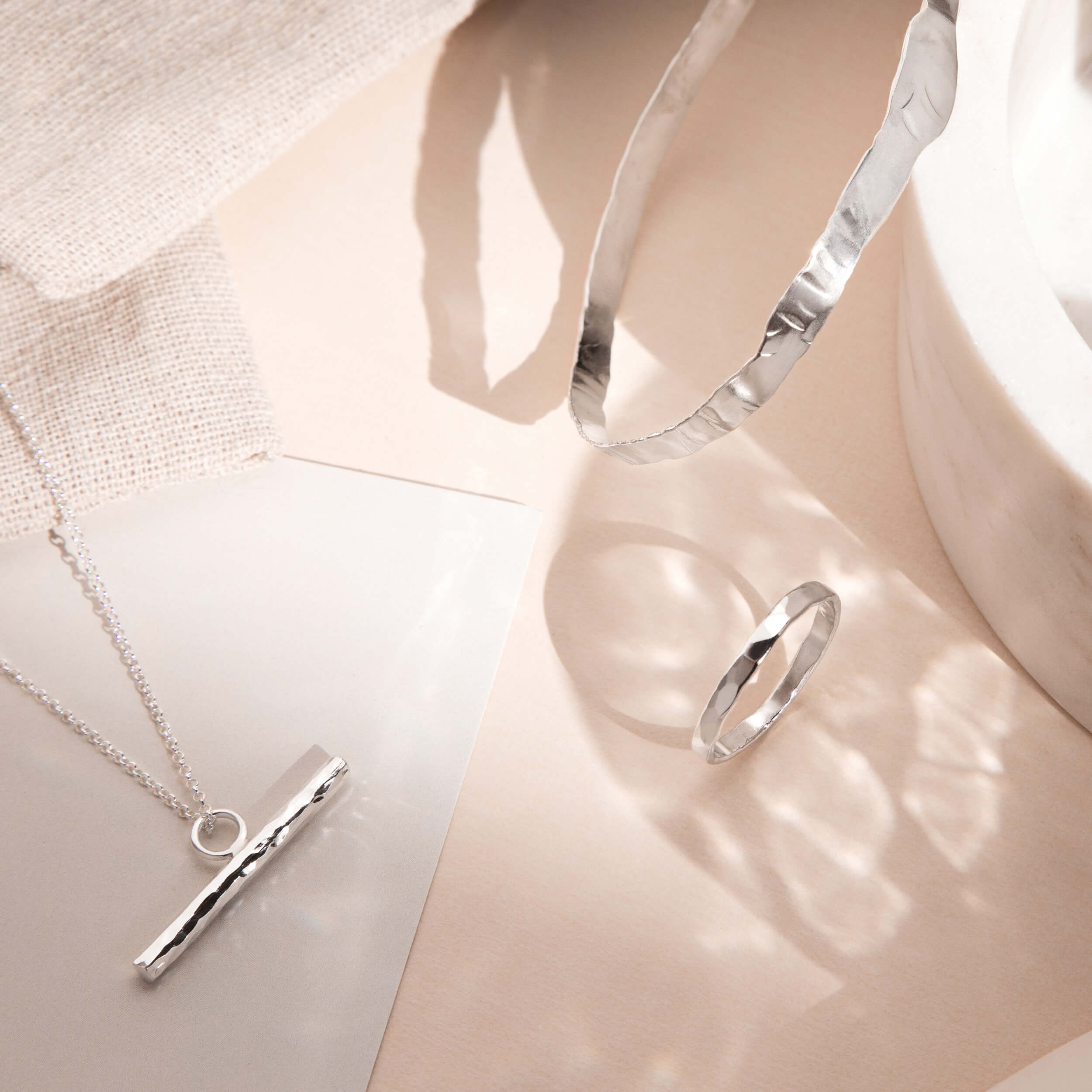 silver earth gift set, rustic silver jewellery set