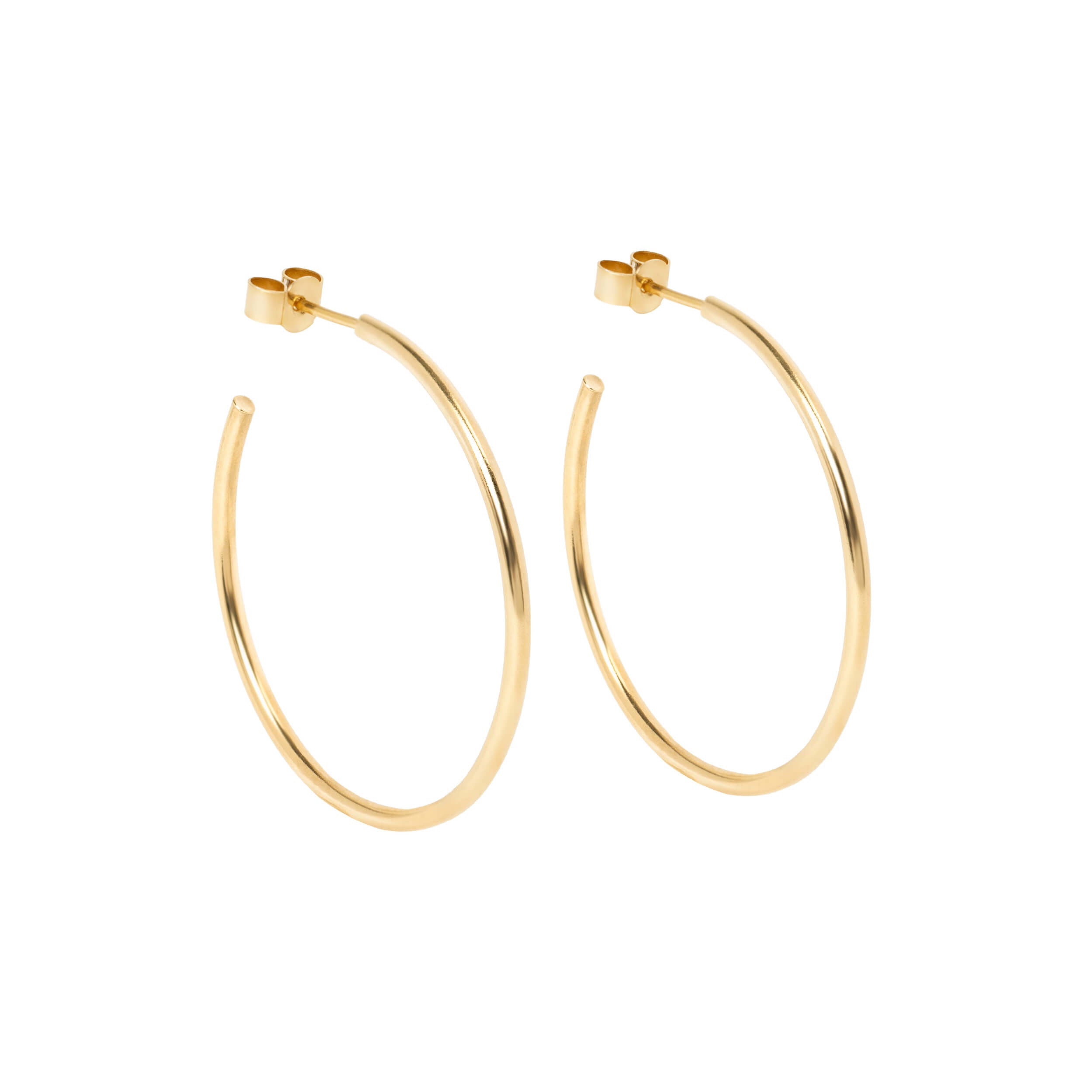 slim gold hoops, large gold hoops, gold plated hoops, lynsey hoops