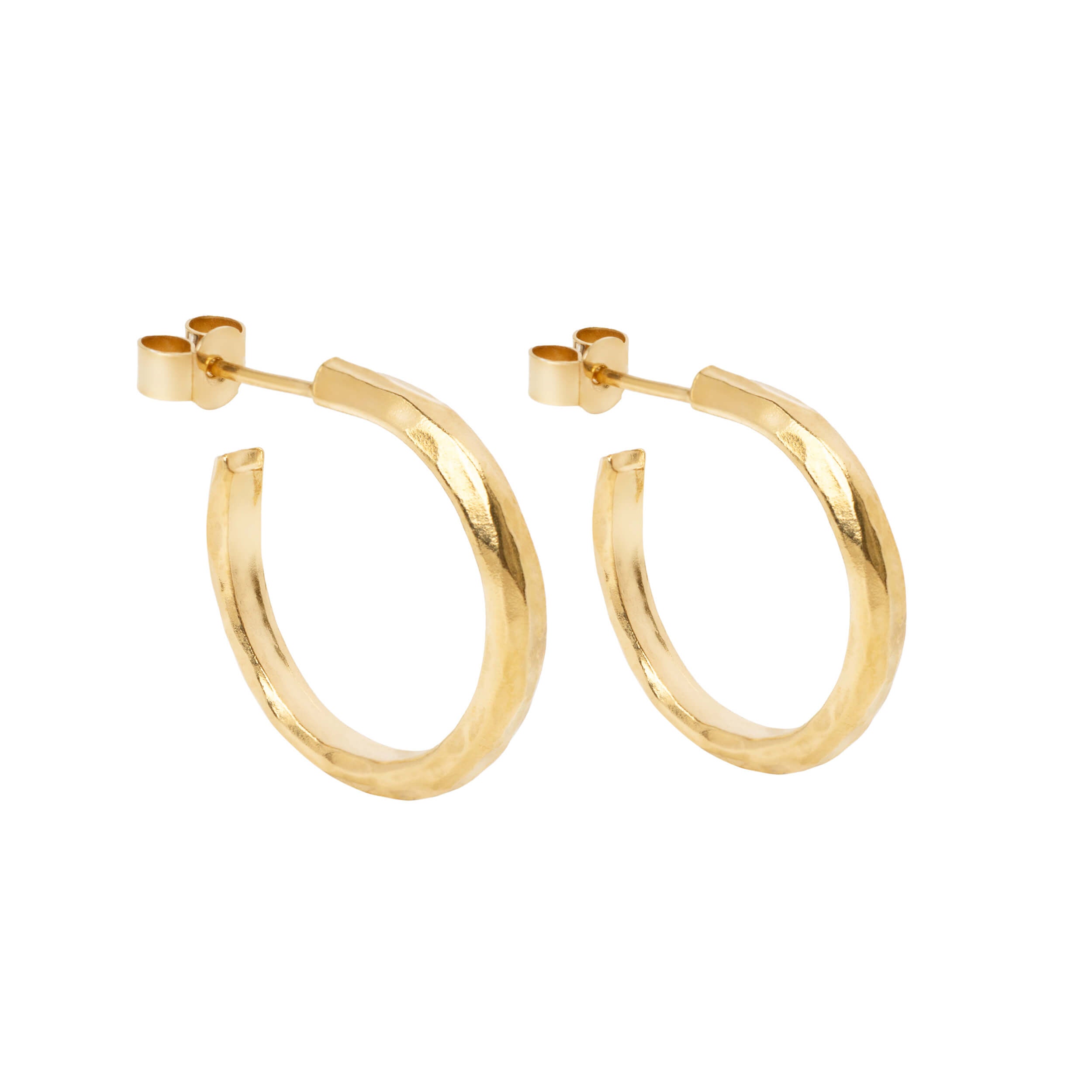 mini rebecca hoop, small gold hammered hoops, gold plated huggies