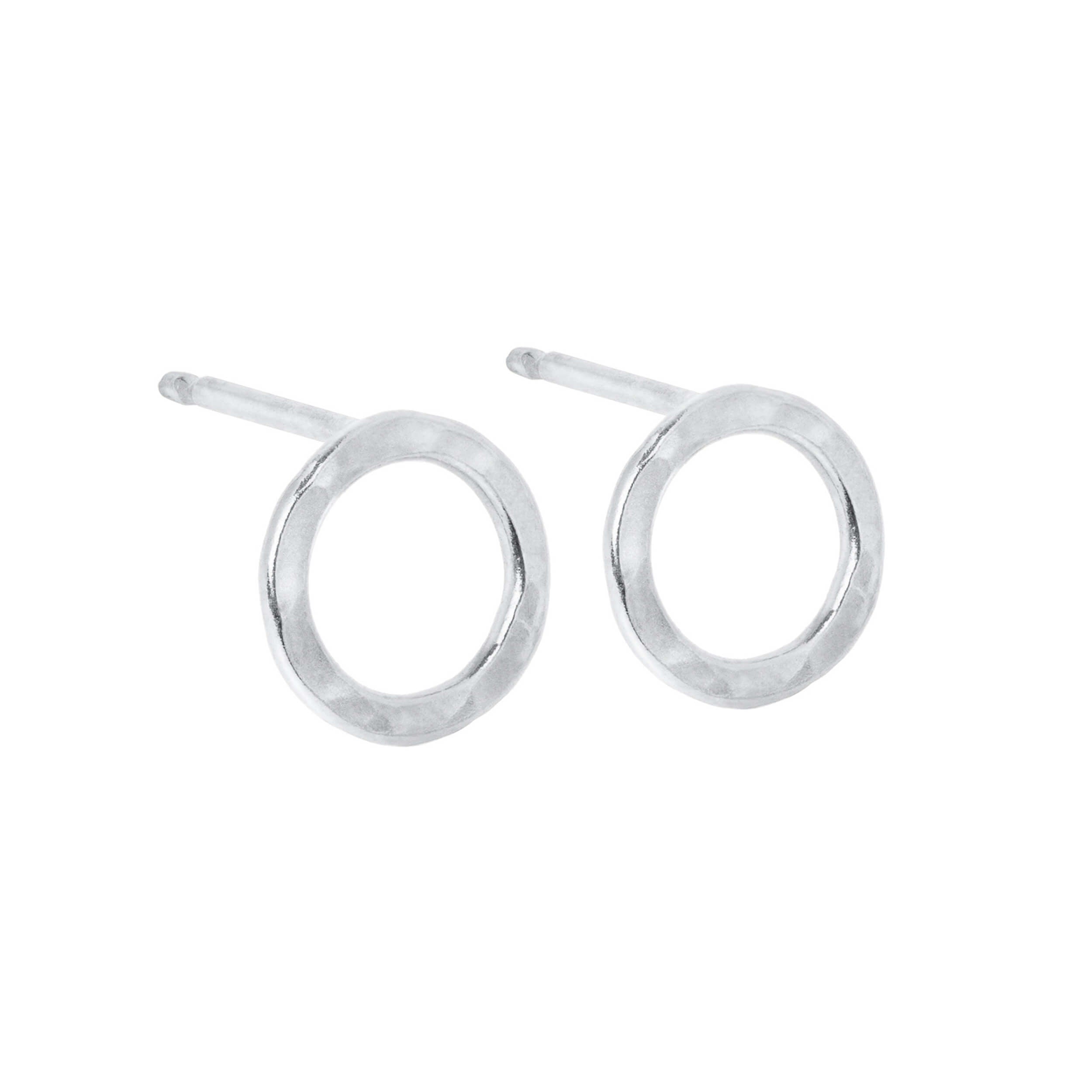 hammered open circled earrings, sheila stud earrings