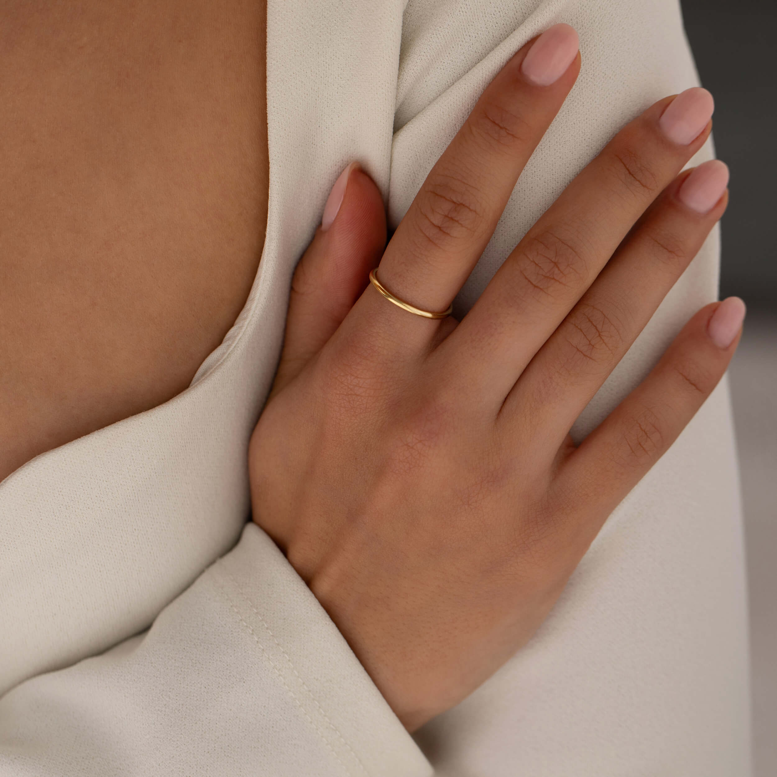 slim gold band, gold wedding ring,