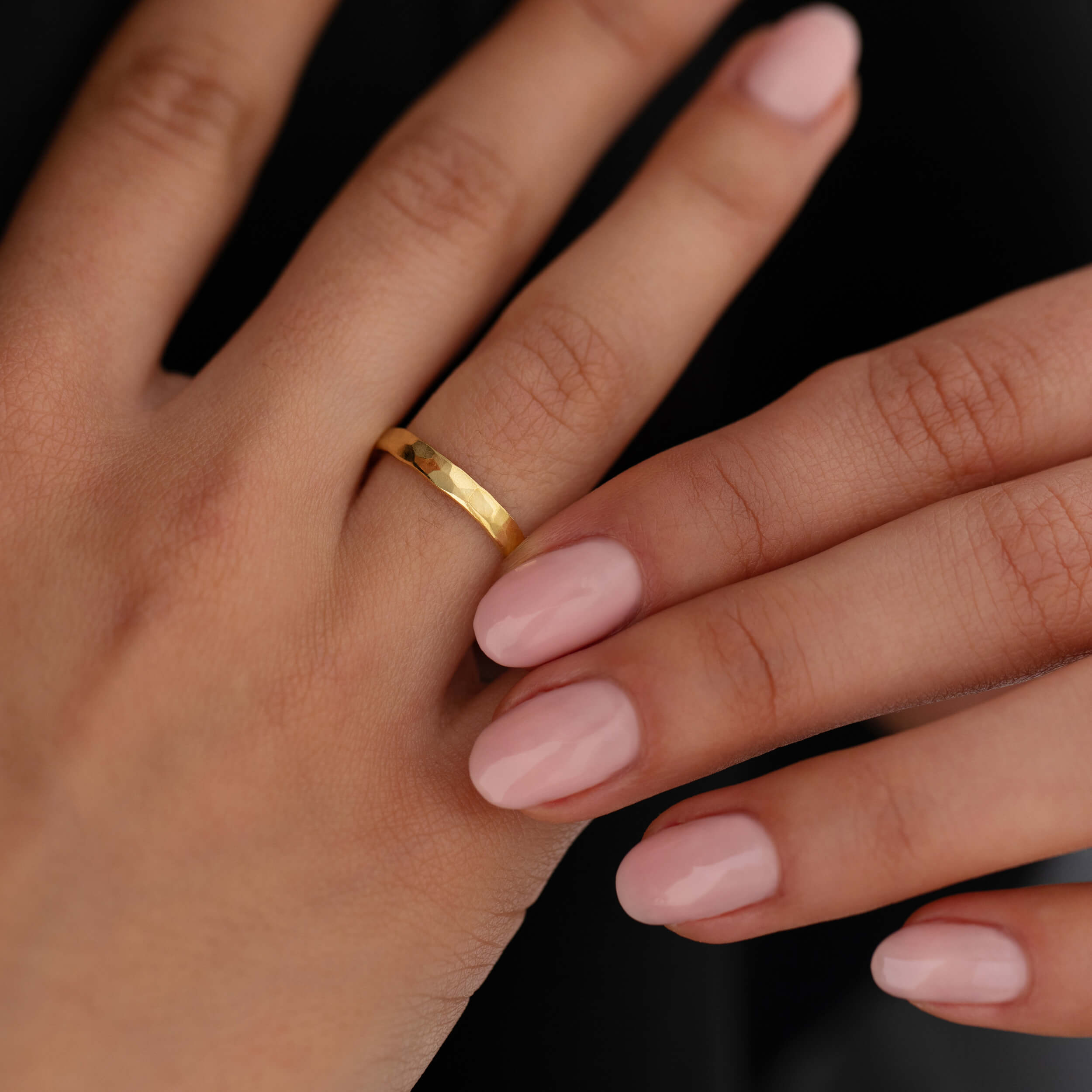 gold plated earth ring, gold plated hammered ring, ejd ring, delicate gold ring