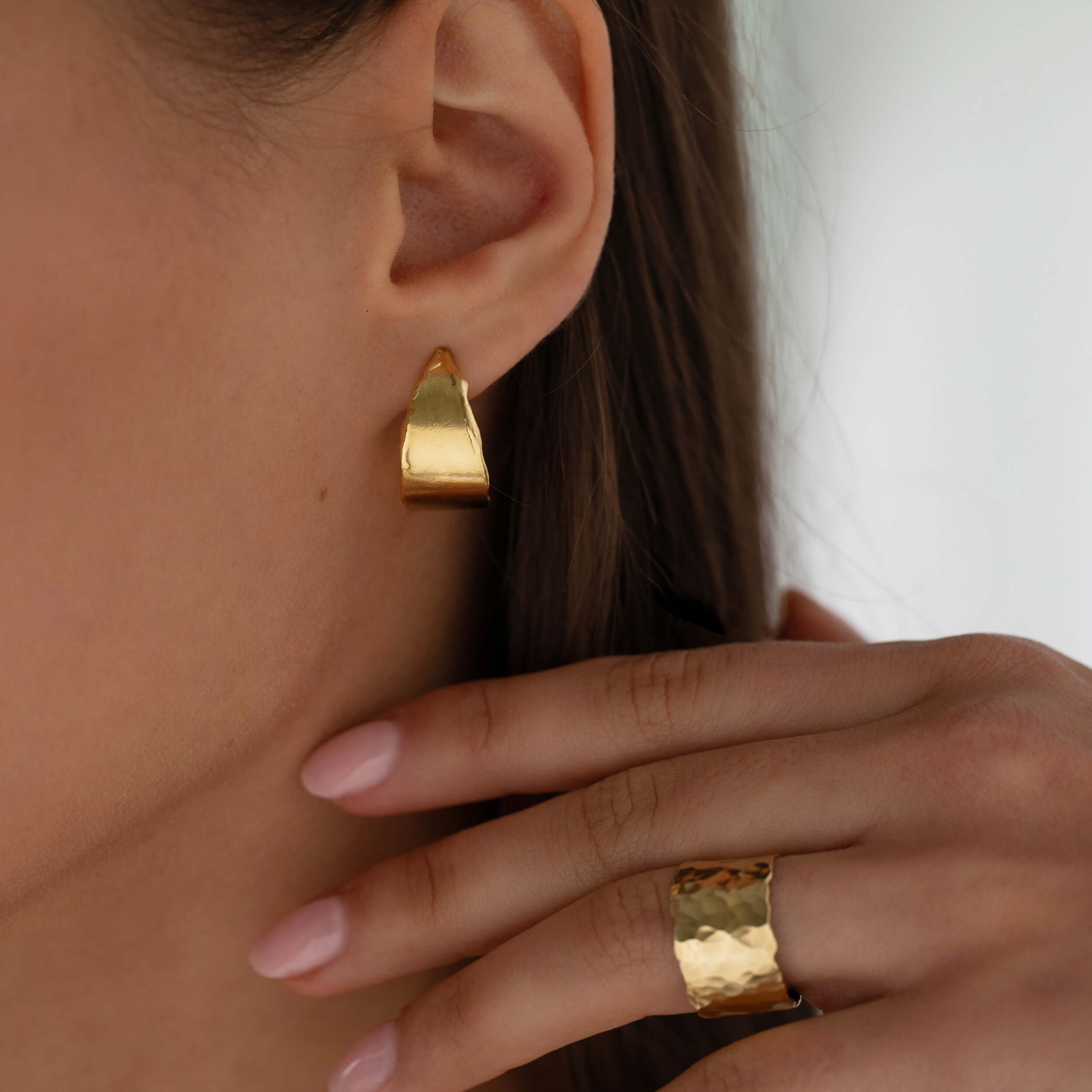 lily hoops, gold lily hoops, melting gold hoops, gold drip hoops