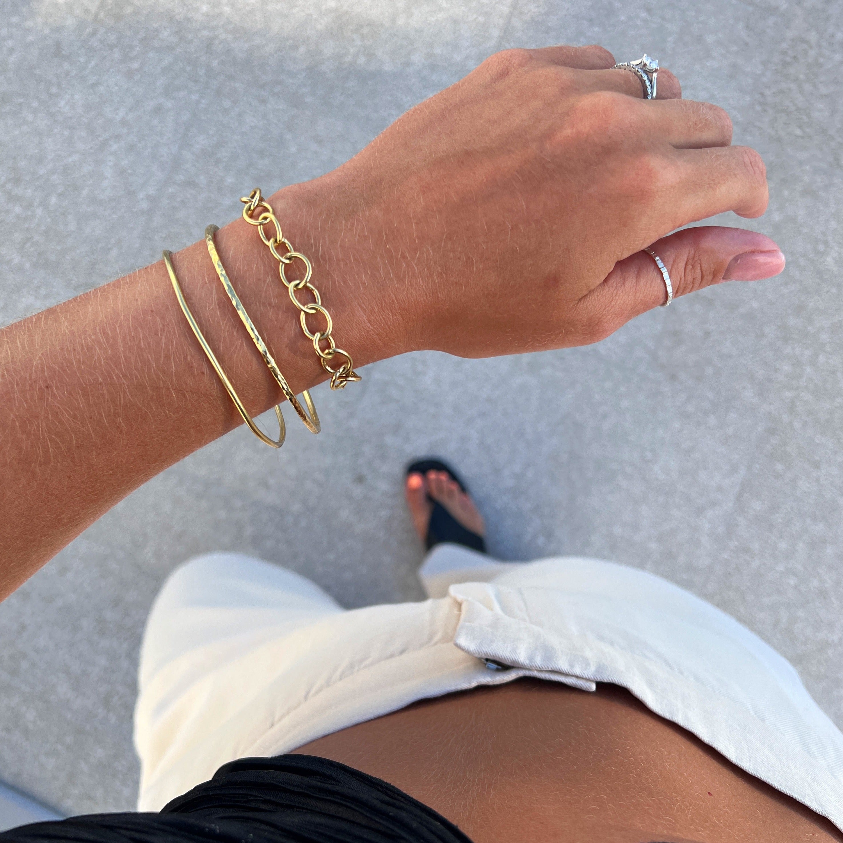 Gold hammered bangle, Rebecca bangle, lynsey bangle, Manchester jeweller