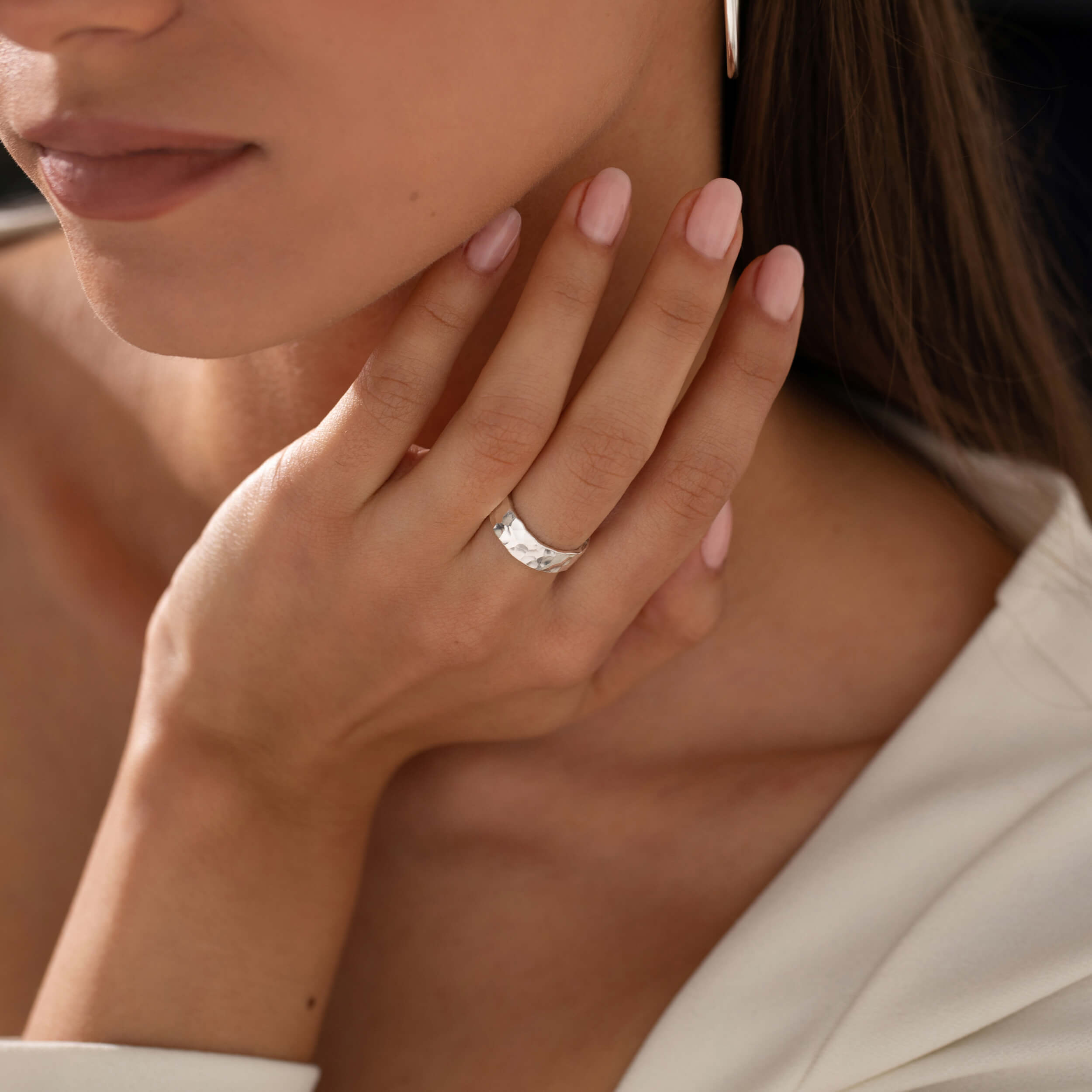 hammered silver ring, textured silver ring, christina ring