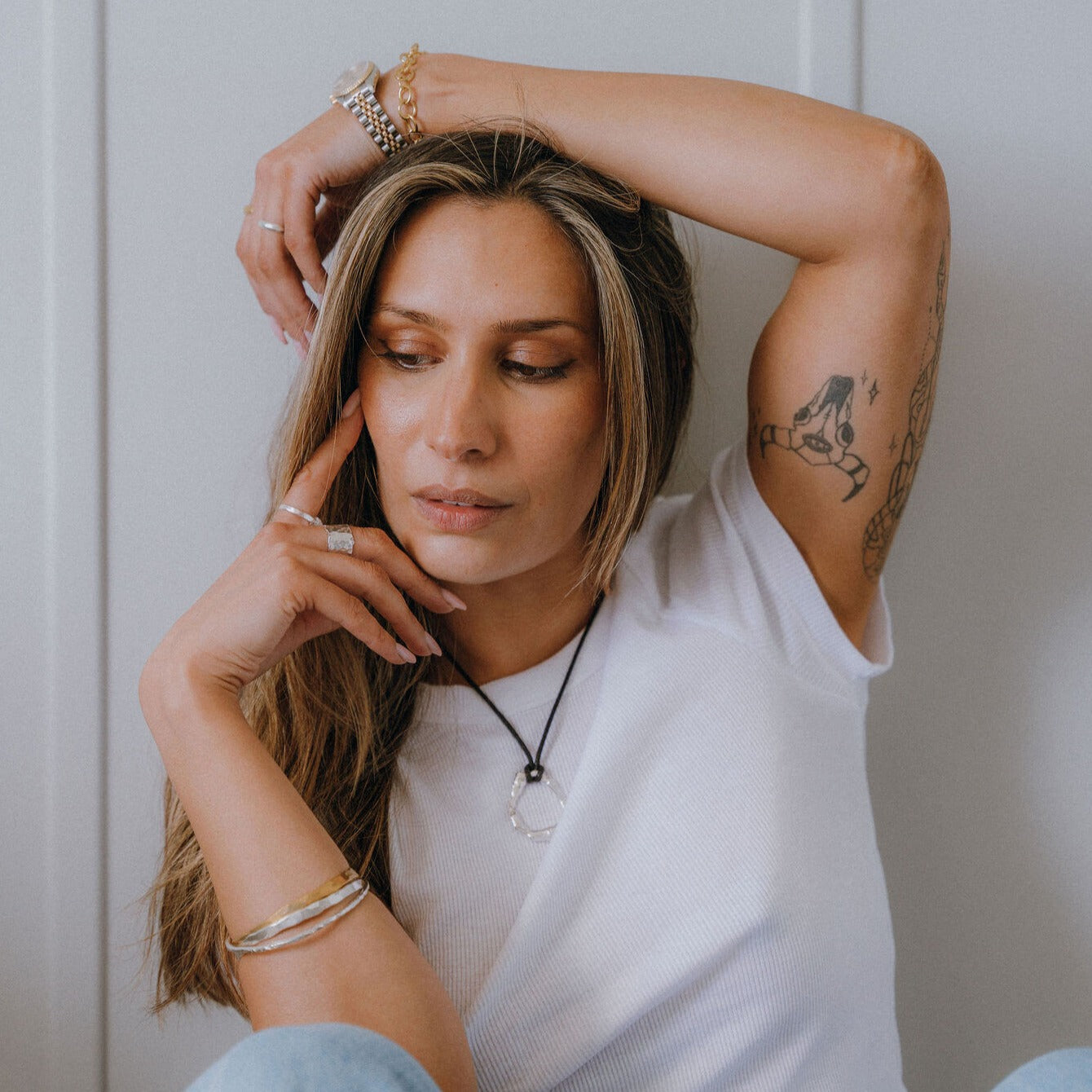 silver molten drop necklace