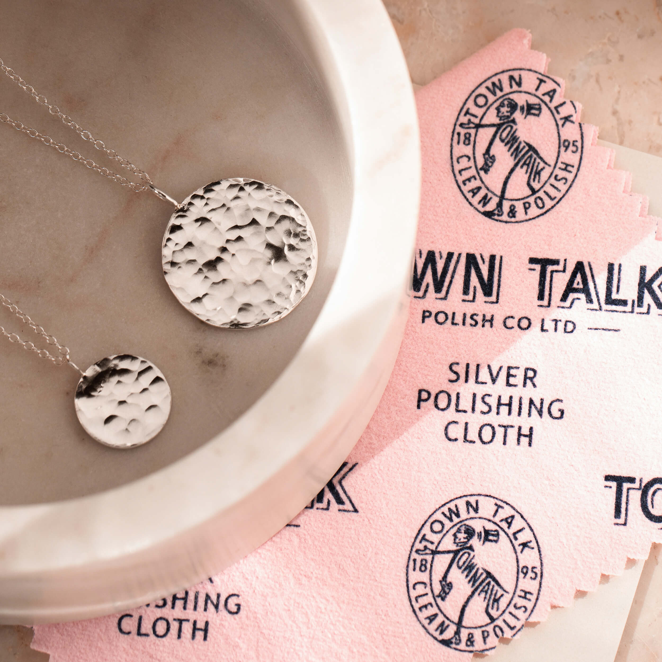 silver gabriella necklace, large gabriella necklace, eleanor jewellery design, ejd, town talk polishing cloth