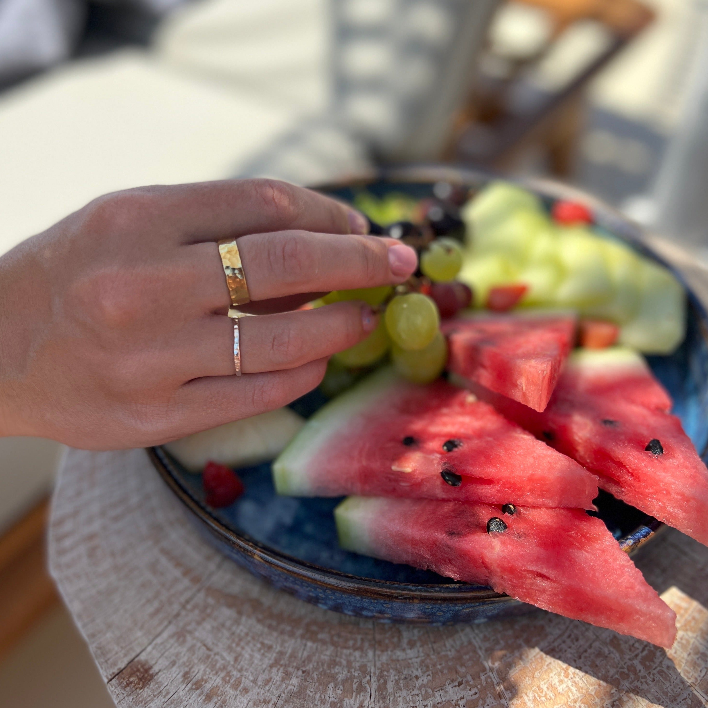 gold ring in the sun, christina ring, handmade ring for christina