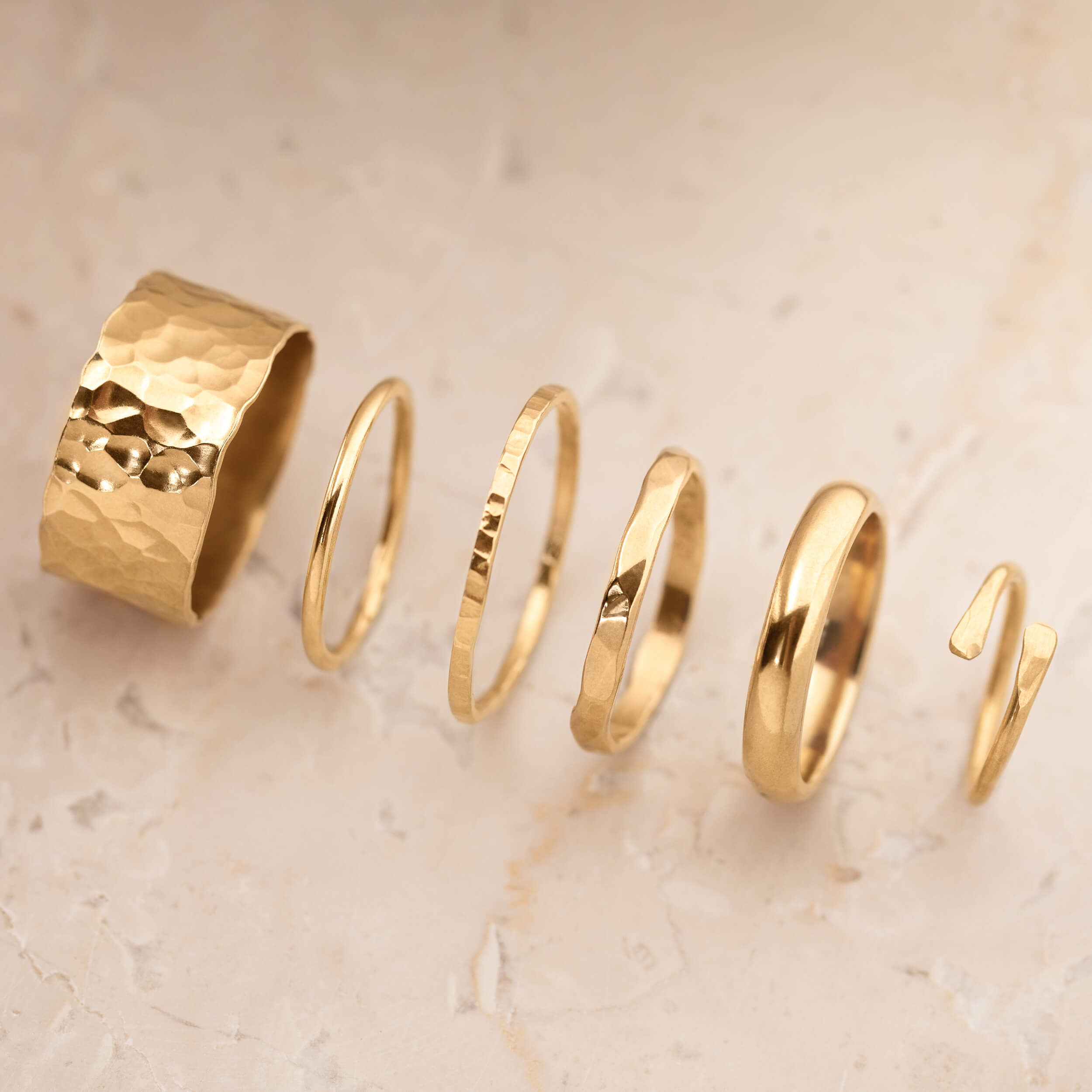 gold vermeil ring, gold skinny ring, gold chunky ring, textured ring, ejd, eleanor jewellery design