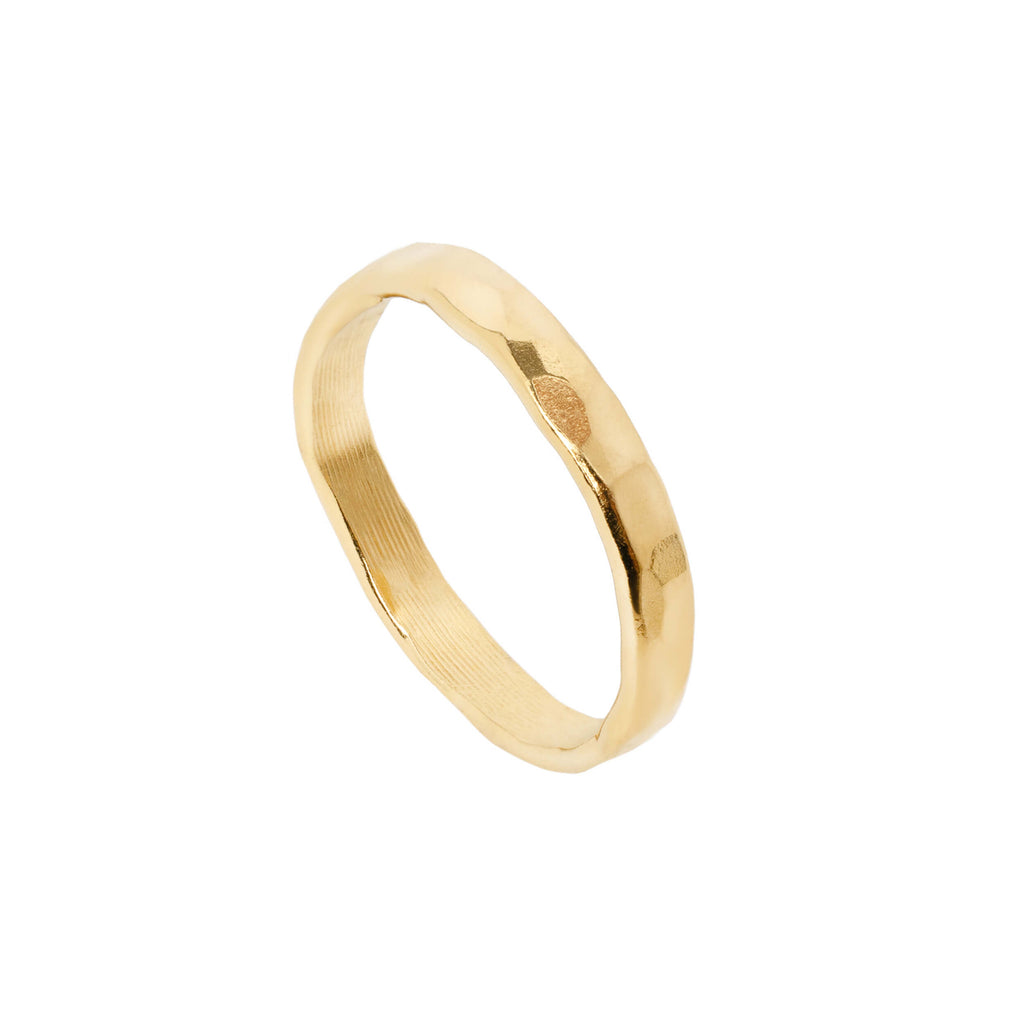 gold vermeil ring, gold earth ring, gold vermeil jewellery uk, gold plated ring, hammered gold ring