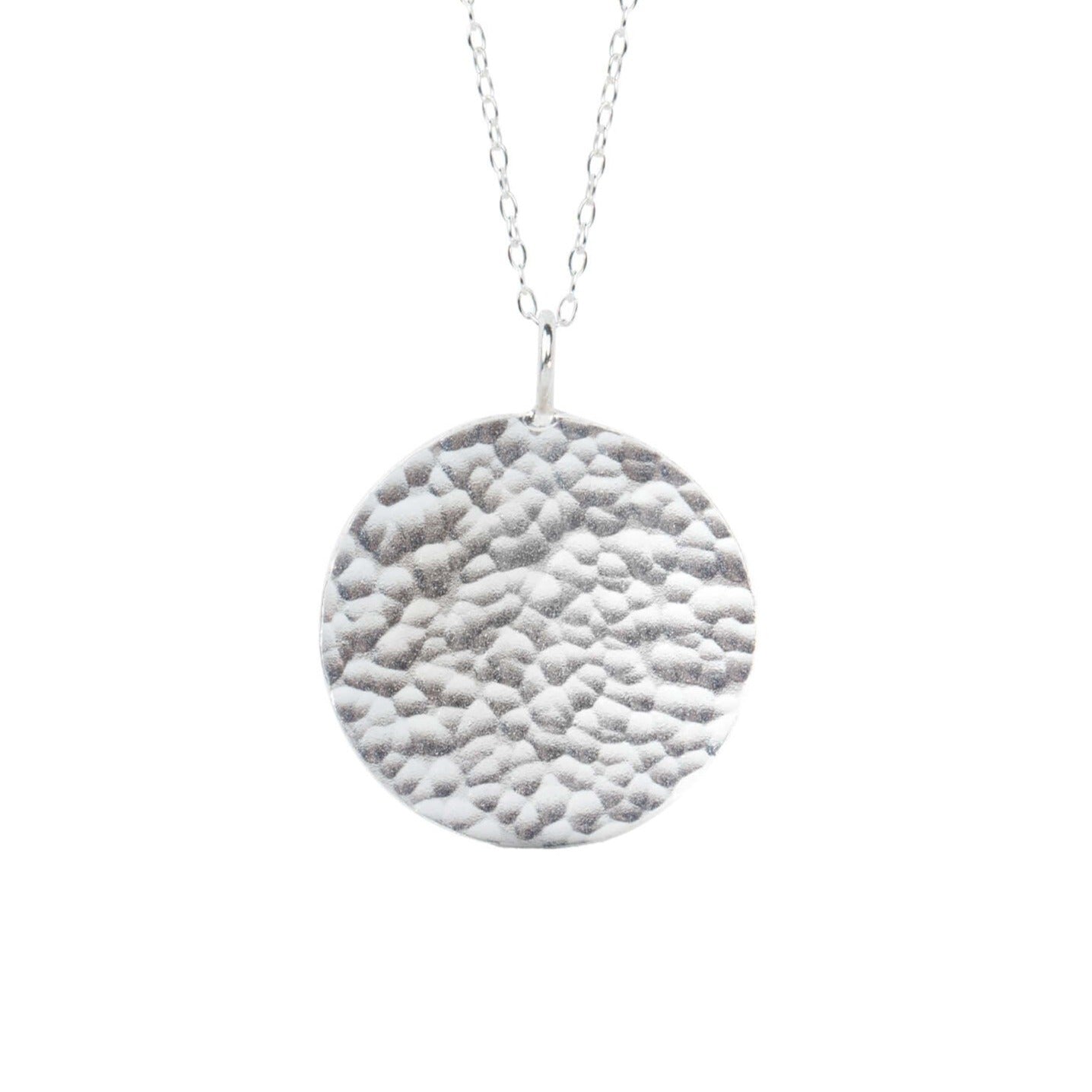 chunky hammered necklace, pendant necklace, silver  gabriella necklace