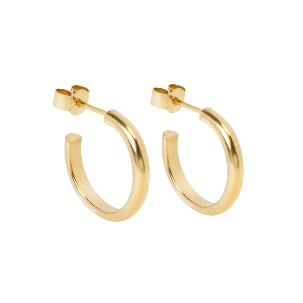 mini gold hoops, gold plated small hoops, gold vermeil hoops, eleanor jewellery design