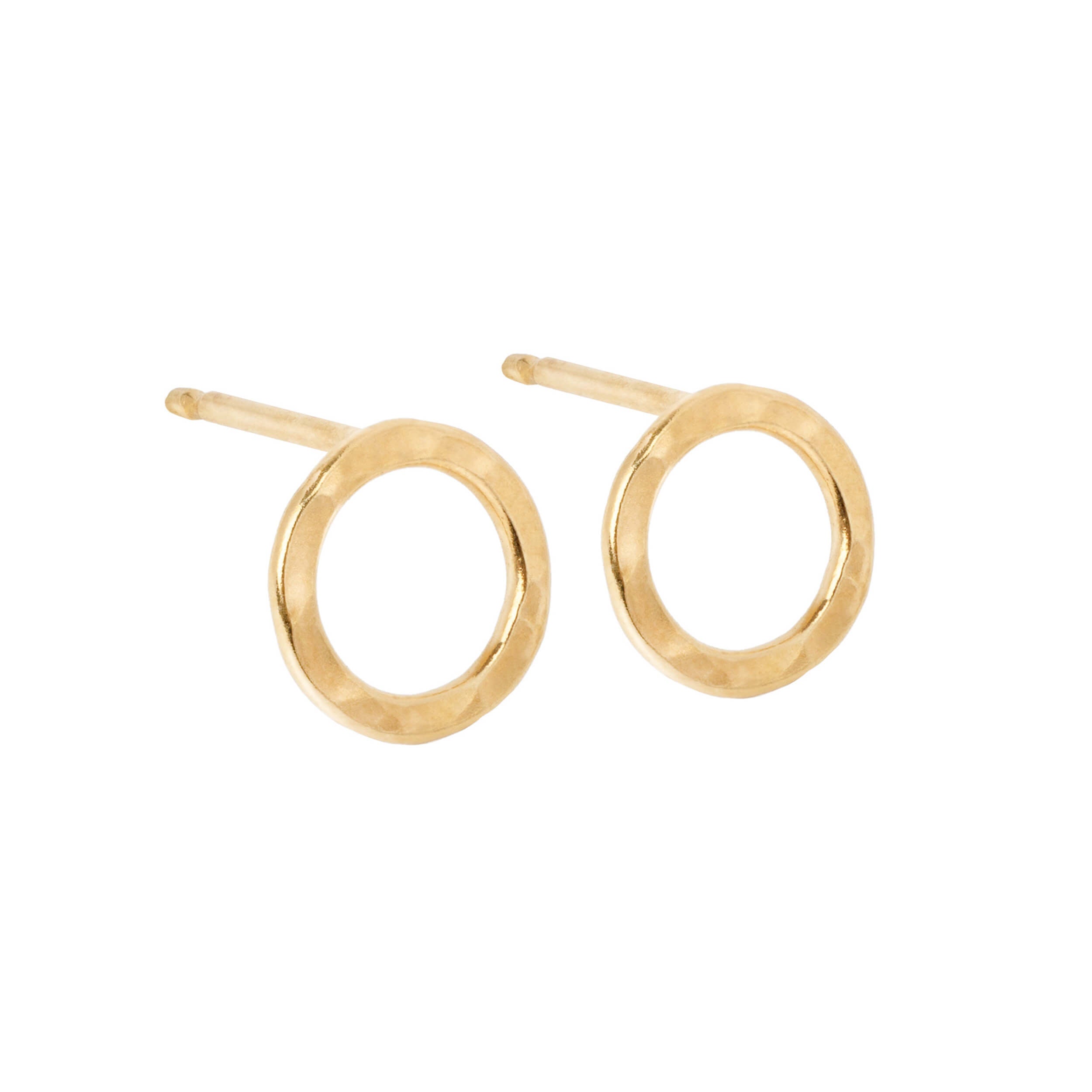 gold sheila studs, hammered gold circle studs, open circle studs, inifinity studs
