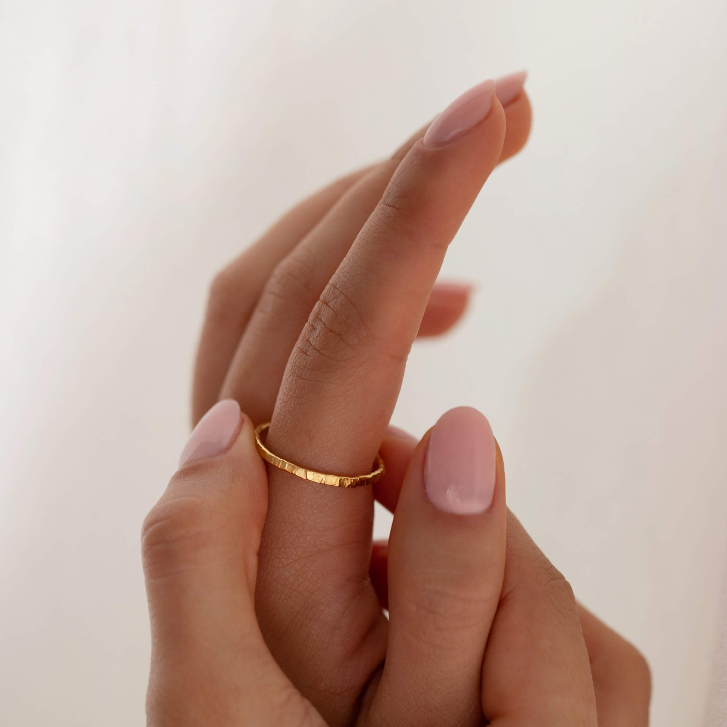 slim stacking ring, gold plated textured ring