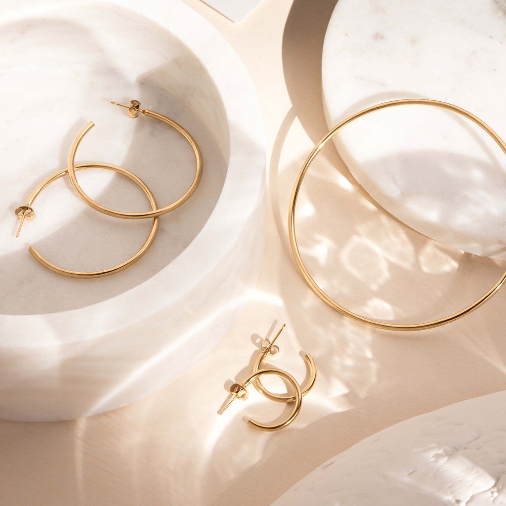 lynsey collection, mini lynsey hoops, gold jewellery collection